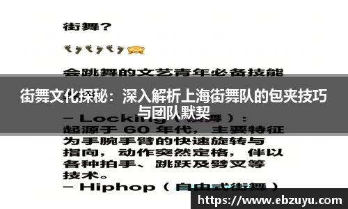 街舞文化探秘：深入解析上海街舞队的包夹技巧与团队默契