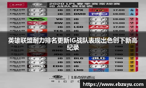 英雄联盟耐力排名更新IG战队表现出色创下新高纪录